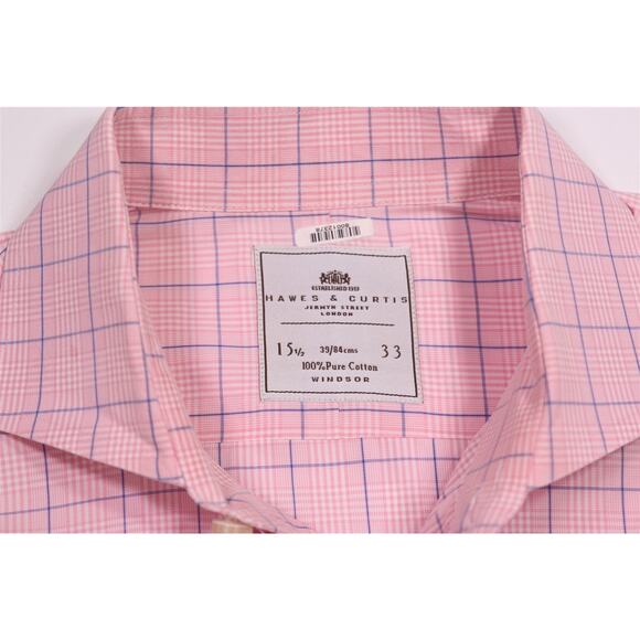 Hawes & Curtis Windsor Pink Plaid Cotton French Cuff Dress Shirt (39) 15.5-33 - Picture 6 of 7